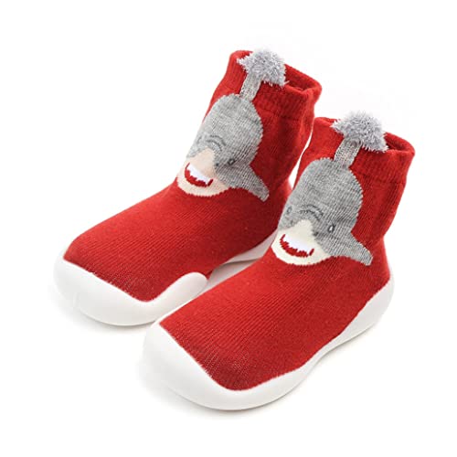 Obelunrp Zapatillas de bebé Calcetines de Dibujos Animados Antideslizantes Gruesos Soles Altos Tube Zapatos de Calcetines para 6-36m para niños pequeños Zapatos de Calcetines Infantiles Rosados