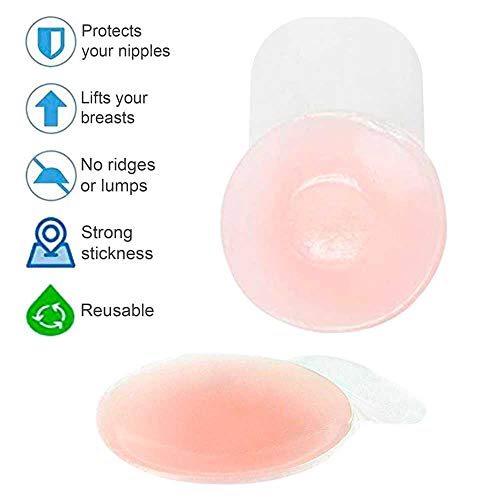 OcioDual 2X Adhesivos Alza Senos Pechos Silicona Cubre Pezon Pezoneras Redondo Pequeño Copa A B C Push Up Nipple Covers