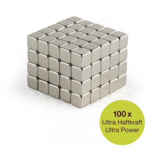 OfficeTree® 100 Mini imanes de neodimio 5x5x5 mm – Sujeción Extra Fuerte para Pizarra Blanca, Pizarra magnética, tableros, Vidrio, frigorífico