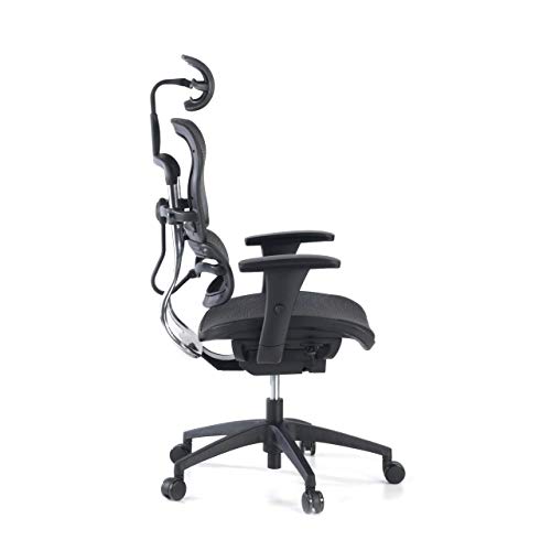 Ofiprix Silla ergoplus Silla de Oficina Ergonómica Silla de Oficina Alta Gama Respaldo Transpirable Soporte Lumbar Brazos Ajustables Aluminio Color Negro