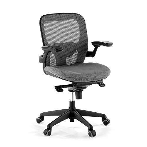 Ofiprix Silla Gioconda Silla de Oficina Ergonómica Silla Giratoria de Escritorio Respaldo Transpirable Soporte Lumbar Brazos Flexibles Mecanismo Relax Color Gris