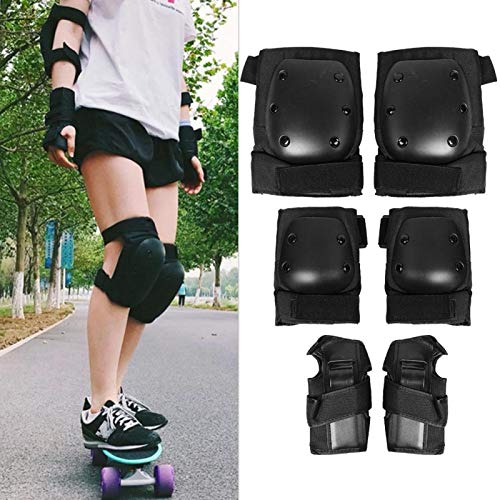 Okuyonic Almohadilla Protectora para niños, FUNCIÓN 6pcs Juego de Rodilleras Protectoras Adecuado para Muñequeras Protectores de Rodilla de Codo para Patinar para(Metro)