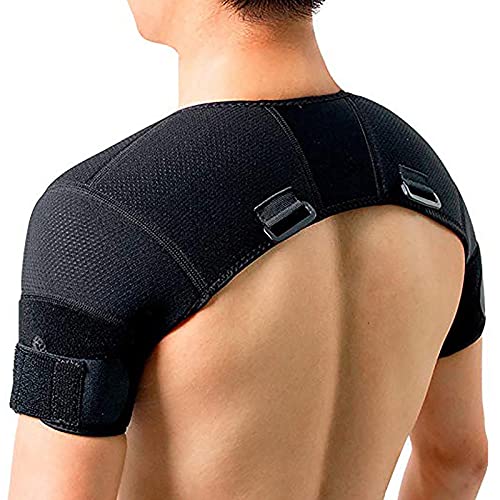 OMVOVSO Soporte de Espalda Deportivo Ajustable, Alivio del Dolor de Hombro, rediseño del Soporte de Doble Hombro, Dolor de láminas de labramiento de Labrum articulación dislocada,Negro