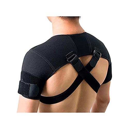 OMVOVSO Soporte de Espalda Deportivo Ajustable, Alivio del Dolor de Hombro, rediseño del Soporte de Doble Hombro, Dolor de láminas de labramiento de Labrum articulación dislocada,Negro