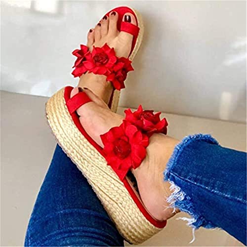 ONEYMM Sandalias para Las Mujeres ortopédico juanete Corrector Sandalias de Verano cómodo Zapatillas para Casual Dedo Gordo del pie Flor Diario resbalón en Sandalias,Púrpura,40