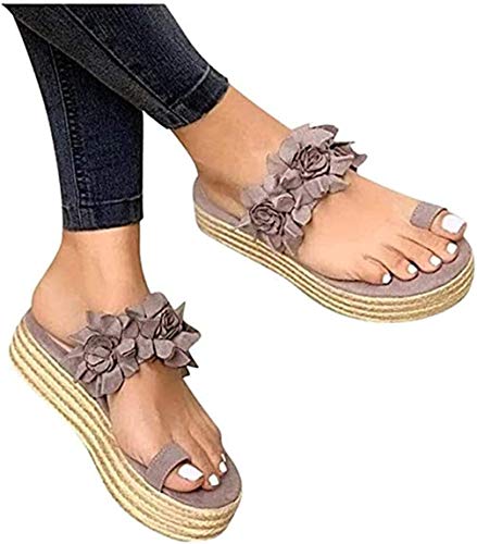 ONEYMM Sandalias para Las Mujeres ortopédico juanete Corrector Sandalias de Verano cómodo Zapatillas para Casual Dedo Gordo del pie Flor Diario resbalón en Sandalias,Púrpura,40