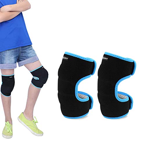 ONTYZZ Niños Rodilleras Ajustable Niños Niñas Protector de Apoyo de Rodilla con Almohadilla SBR Engrosada Guardia Envuelve para el Ciclismo Cuesta Abajo Bailando Voleibol Negro-Azul/M