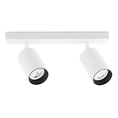 OPPER Lámparas de Techo LED 2 Focos Orientables incl. 2x Bombillas LED GU10 5W Blanco Cálido 3000K 220V 400lm Focos ajustables y giratorios para interiores para Dormitorio Cocina