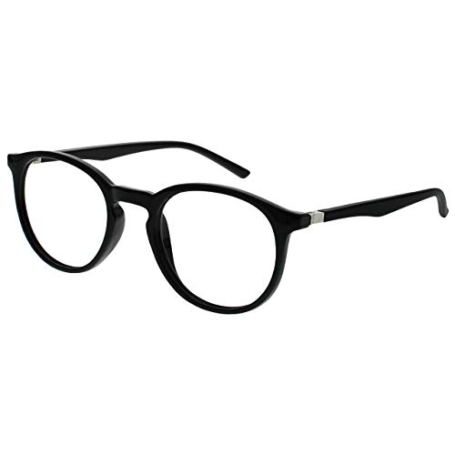 Opulize Met Negro Gafas De Lectura Grande Redondo Cómodo Hombres Mujeres Bisagras Resorte R60-1 +2,50