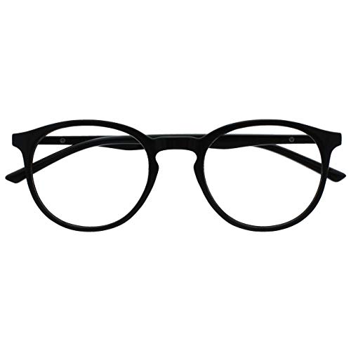 Opulize Met Negro Gafas De Lectura Grande Redondo Cómodo Hombres Mujeres Bisagras Resorte R60-1 +2,50