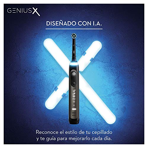 Oral-B Genius X Cepillo de Dientes Eléctrico con Mango Recargable, Tecnología Braun, 4 Cabezal de Recambio, 6 Modos e Limpieza y Funda de Viaje Premium, 20000 - Blanco, Luxe Edition