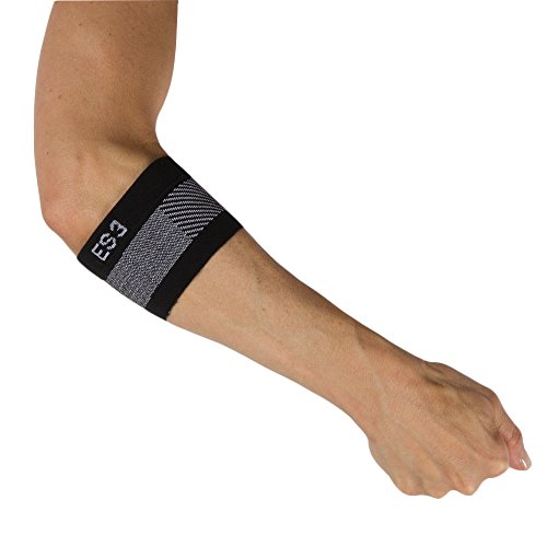 Orthosleeve manga para epicondilitis compresión graduada ES3, Negro, talla M - 3 zonas de compresión - Corrector del codo de tenista - Reduce el dolor en el codo y el antebrazo - Reduce la inflamación