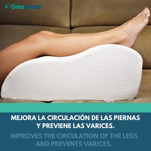 OrtoPrime Almohada para Piernas Hinchadas Mejora la Circulación - Cojín Cuña Elevar Piernas Cansadas - Cojín Piernas Dormir con Efecto Memoria - Almohada Viscoelástica Confort