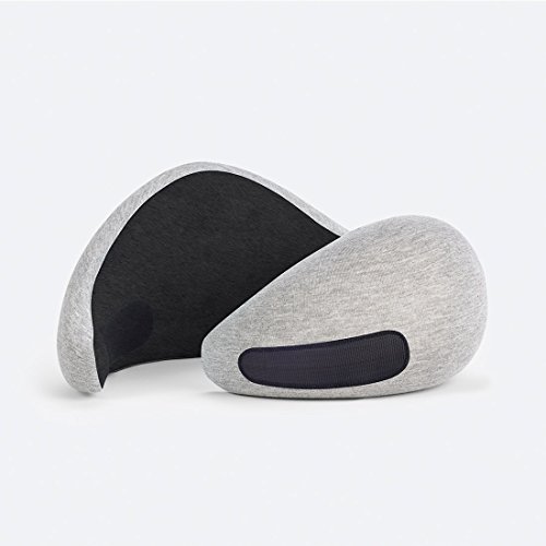 Ostrichpillow Go Almohada de Viaje viscoelástica con Memory Foam para el Dolor de Cuello a Dormir en Aviones, Tren, Coche – Color Gris Oscuro – Grey