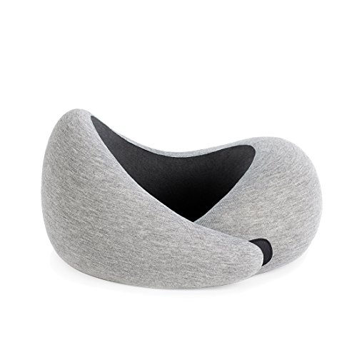 Ostrichpillow Go Almohada de Viaje viscoelástica con Memory Foam para el Dolor de Cuello a Dormir en Aviones, Tren, Coche – Color Gris Oscuro – Grey