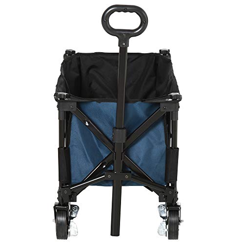 Outsunny Carro Plegable Carretilla de Transporte con Mango Ajustable Rueda Universal Freno para Jardín Camping Marco Acero Carga 60 kg 84x40x79,5 cm