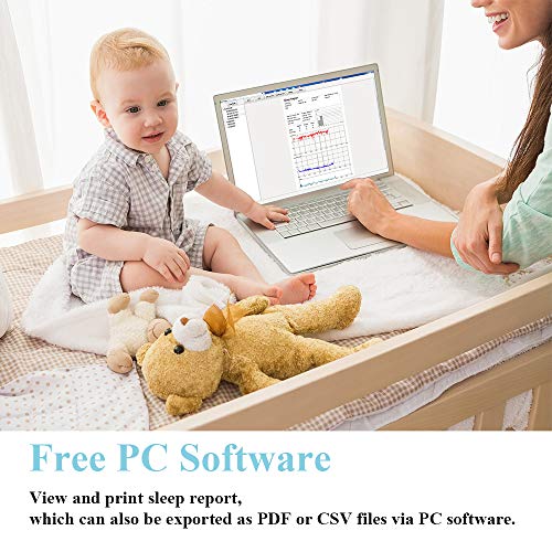 Oxímetro bebés, monitor de oxígeno para niños, oxímetro de pulso digital pediátrico con APP e informe de PC en PDF y CSV para saturación de oxígeno (SpO2), frecuencia cardíaca y movimientos del sueño