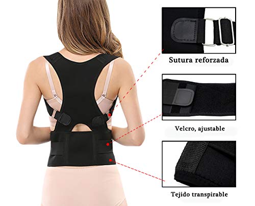 Panegy - Corrector Postural Unisex para Hombre Mujer Soporte Faja de Corrección de Espalda Hombre para Corregir Postura Alivir Dolor de Hombro Cuello - Negro - S