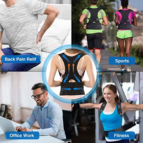 Panegy - Corrector Postural Unisex para Hombre Mujer Soporte Faja de Corrección de Espalda Hombre para Corregir Postura Alivir Dolor de Hombro Cuello - Negro - S