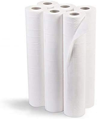 Papel camilla natural. Color BLANCO. Caja con 6 Rollos, medidas: 0'59 x 75 metros, 1'5 kg. Sin precorte.