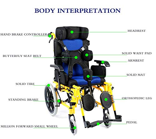 Parálisis Cerebral Adulto/Silla de Ruedas para niños Coche Multifuncional para discapacitados Totalmente Tumbado Reclinado Conducir Silla de Ruedas médica,Adult