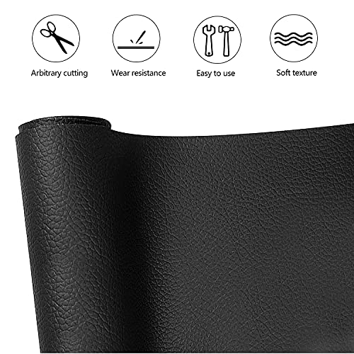 Parche Reparación de Cuero, 40 x 150 cm Cinta Adhesiva para Reparar Cuero PU, Rollo de Cuero Adhesivo para sofás, asientos de coche, bolsos, chaquetas, manualidades DIY, Negro