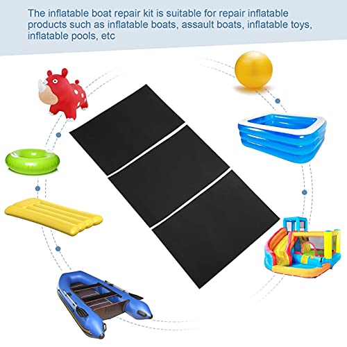 Parches para Piscinas, Parches para Brincolines Inflables, Kit de Reparación de Bote Inflable, Parche de Kayak Inflable, Parche de Reparación de PVC para Reparar Balsa Inflable, Juguete (Negro)