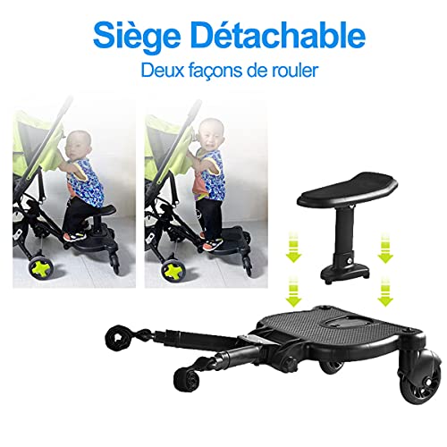 Patinete Carro Bebe Universal, Tabla de Cochecito, Desmontable Asiento Para Cochecito, Coche de Paseo Universal Plataforma con Ruedas Para Carrito Infantil, Accesorio Para Niños de 2 a 6 Años (25 kg)