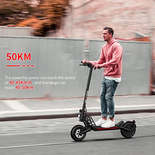 Patinete Eléctrico - Batería 48V/12,5 Ah hasta 50 Km de Autonomía, Neumáticos Todoterreno de 10 Pulgadas Scooter Eléctrico Plegable con Sistema de frenado Doble