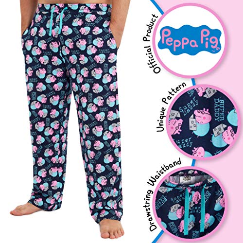 Peppa Pig Pantalon Pijama Hombre, Ropa para Hombre 100% Algodon Suave, Pantalones Largos Hombre de Pijama, Regalos para Hombre y Chico Adolescente Talla S - 3XL (XL)