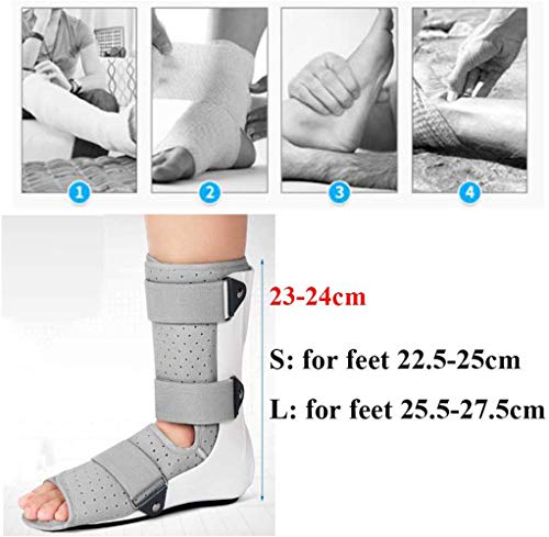 PHASFBJ Fascitis Plantar Férula Nocturna, Tobillera de Pie para Fractura de Botas para la Fascitis Plantar Dolor del Talón Adecuado Air Cast Walker Corto Pies Soporte,Blackright,S