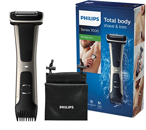 Philips Serie 7000 BG7025/15 - Afeitadora corporal con cabezal de recorte y de afeitado, 80 minutos de uso, apta para la ducha, color negro