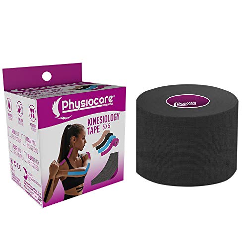 PhysioCare Kinesio Tape Negro. Cinta Elástica Sin Látex. Resistente Al Agua