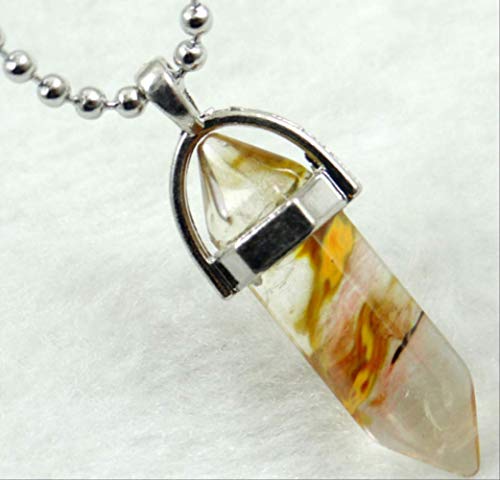 Piedra Natural Cristal De Cuarzo Ojo De Gato Ojo De Tigre Piedra Mixta Columna Hexagonal Colgante Collar De Acero Inoxidable Joyería De Moda Femenina No.6