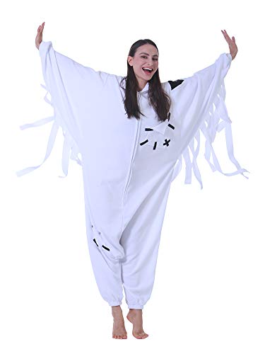 Pijama Animal Entero Unisex para Adultos con Capucha Cosplay Pyjamas Ropa de Dormir Traje de Disfraz para Festival de Carnaval Halloween Navidad Fantasma S(148-155CM)