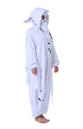 Pijama Animal Entero Unisex para Adultos con Capucha Cosplay Pyjamas Ropa de Dormir Traje de Disfraz para Festival de Carnaval Halloween Navidad Fantasma S(148-155CM)