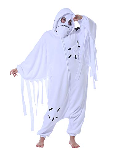 Pijama Animal Entero Unisex para Adultos con Capucha Cosplay Pyjamas Ropa de Dormir Traje de Disfraz para Festival de Carnaval Halloween Navidad Fantasma S(148-155CM)