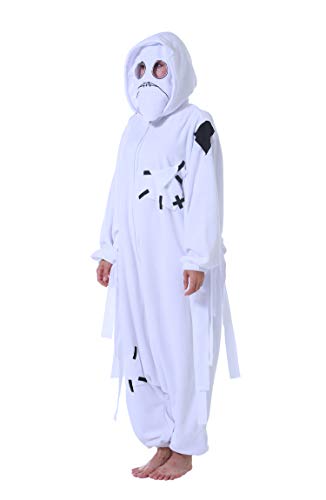 Pijama Animal Entero Unisex para Adultos con Capucha Cosplay Pyjamas Ropa de Dormir Traje de Disfraz para Festival de Carnaval Halloween Navidad Fantasma S(148-155CM)