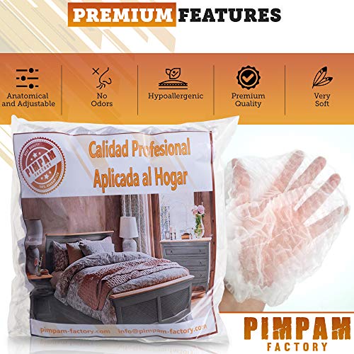 PimPam Factory - Pack de 200 Gorros Protectores Desechables y Elásticos | Fabricado en España | 100% Reciclable | Fabricado en España | Gorro Transparente | para Peluqueria, Spa, Ducha