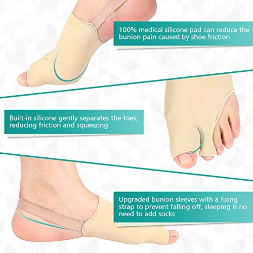 PINCOU Corrector de Juanetes de Gel con Almohadilla para Alivio del Dolor de Juanetes, ProteccióN de FéRula de Juanetes con Almohadilla de Gel de Silicona Integrada para Hallux Valgus