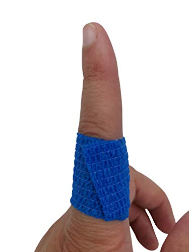 PintoMed - Venda Cohesiva - Azul - 6 Rollos x 2,5 cm x 4,5 m Autoadhesivo Flexible Vendaje, Primeros Auxilios, Lesiones