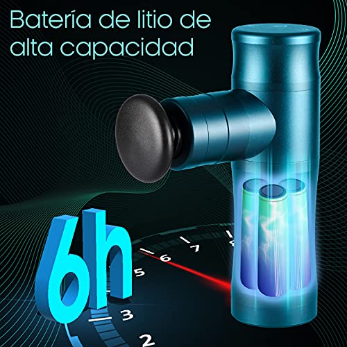 Pistola de Masaje Muscular Mini, Masajeador Portátil de Percusión de Tejido Profundo, Mini Pistola Masaje Masajeadora Muscular, Batería 2600 mAh, 3200RPM/MIN, Cuerpo de Aleación de Aluminio