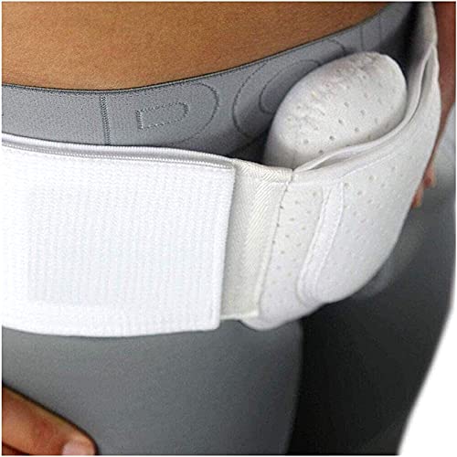 PJLHHM Cinturón de Hernia inguinal Hernias de la Ingle Correa de Cintura Ajustable para Hombres Lado Izquierdo o Derecho Postcirugía Braguero de Soporte de Hernia inguinal para Hombres (White L/XL)