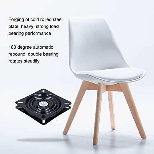 Placa Giratoria de Metal Resistente con Cojinetes para Sillas, Asiento Giratorio de Bola de 360 ​​°, Taburete de Rebote Automático, Color Negro, 7 Pulgadas