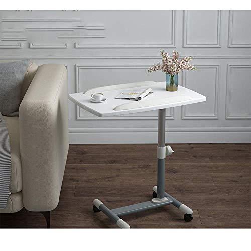 Planchar Mesa Pequeña Auxiliar con Panel De PVC Blanco,Altura Ajustable, Ruedas Bloqueables, Plegable,Bandeja Giratoria para Mesa para Hospital Enfermería Lectura Comer