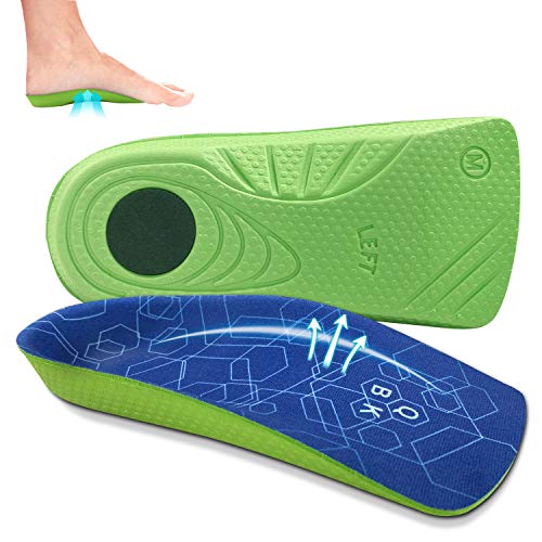 Plantillas Gel Mujer QBK 3/4 Longitudplantilla Espolon Calcaneo Plantillas altura Hombre ​para Pies Planos Arco Alto Pies Fascitis Plantar y Alivio Dolor, M