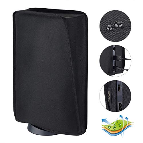 PlayVital Cubierta a Prueba de Polvo para Playstation 5 Consola Funda contra Polvo Guardapolvo de Nylón Protector Anti-Agua Forro Suave Fácil de Acceso Cubierta Antipolvo para PS5 Consola(Negro)