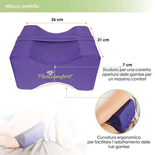 Pluricomfort Almohada para Piernas para Dormir. Alivia el Dolor de Cadera y Espalda. Cojin para Dormir de Lado Entre Las Piernas.