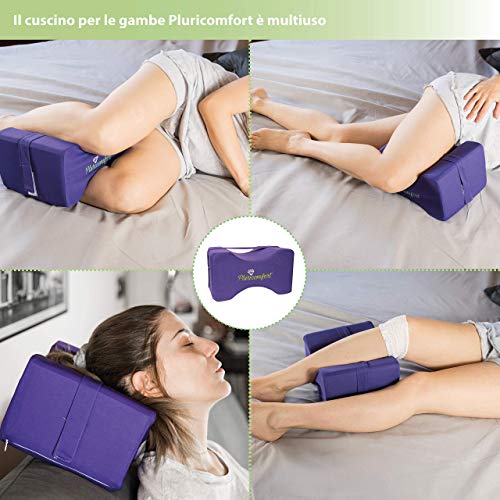 Pluricomfort Almohada para Piernas para Dormir. Alivia el Dolor de Cadera y Espalda. Cojin para Dormir de Lado Entre Las Piernas.