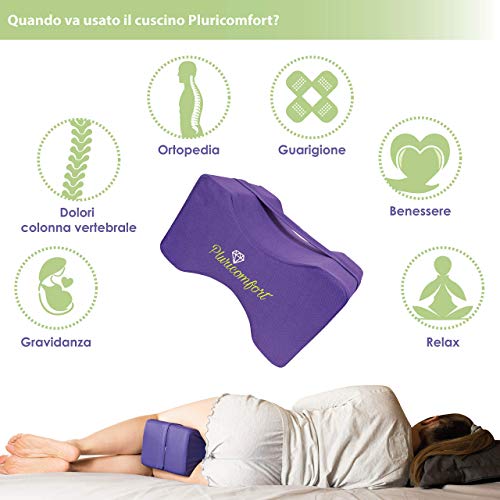 Pluricomfort Almohada para Piernas para Dormir. Alivia el Dolor de Cadera y Espalda. Cojin para Dormir de Lado Entre Las Piernas.